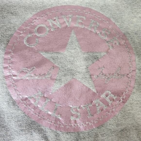 Converse Chuck Taylor Girls Foil‎ Graphic Cropped Pullover Hoodie Grey XL - Picture 10 of 14